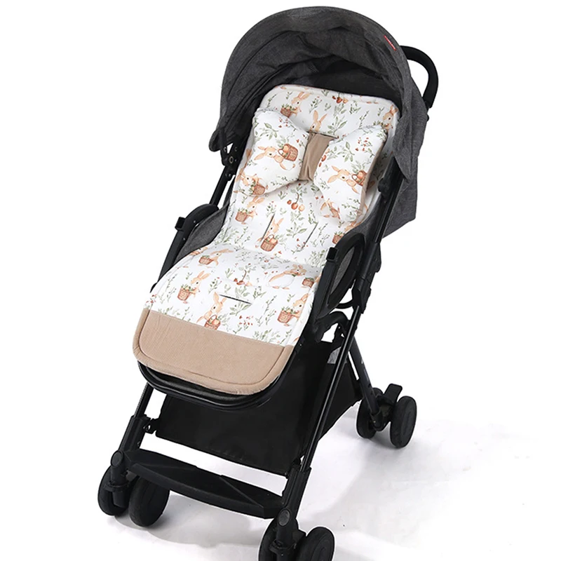 Cojín para cochecito de bebé, cojín de algodón suave y cómodo de doble cara, bonito cojín infantil de conejo de dibujos animados con almohada