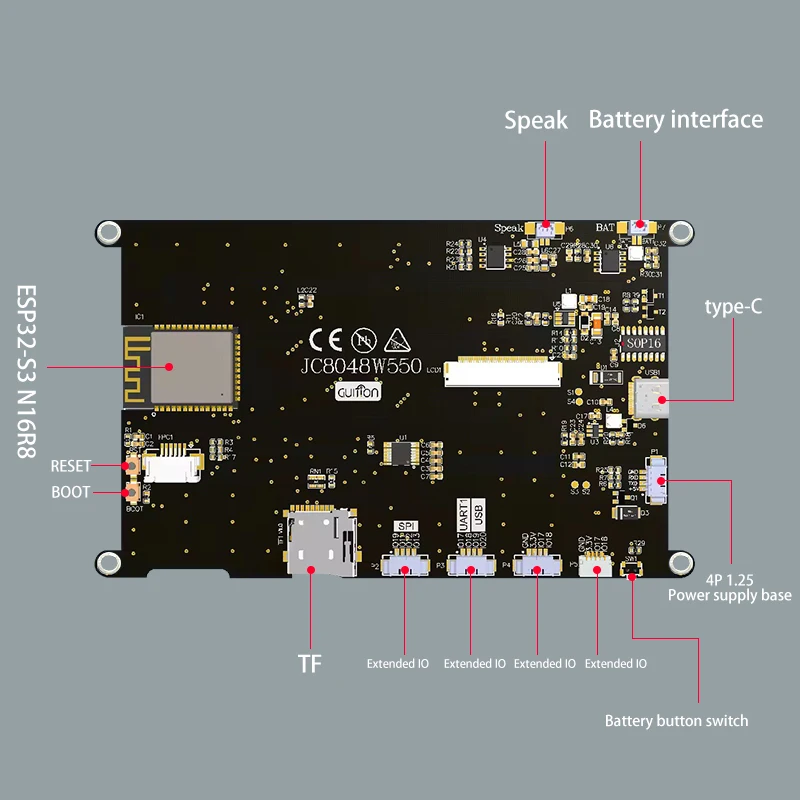 Guition ESP32S3 8M PSRAM 16M FLASH 5 pulgadas IPS 800*480 módulo de pantalla LCD de alta definición táctil capacitivo con WIFI y Bluetooth