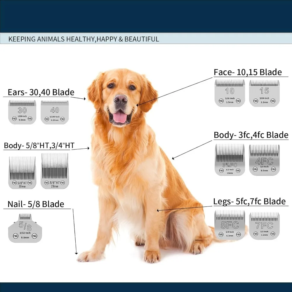 3F,4F,5F,7F 9 # ,10 # ,30 # ,40 # , 50 #   Cuchilla cortadora profesional para perros y mascotas, apta para la mayoría de Andis,Oster A5,Wahl KM Clippers, cortadoras de animales