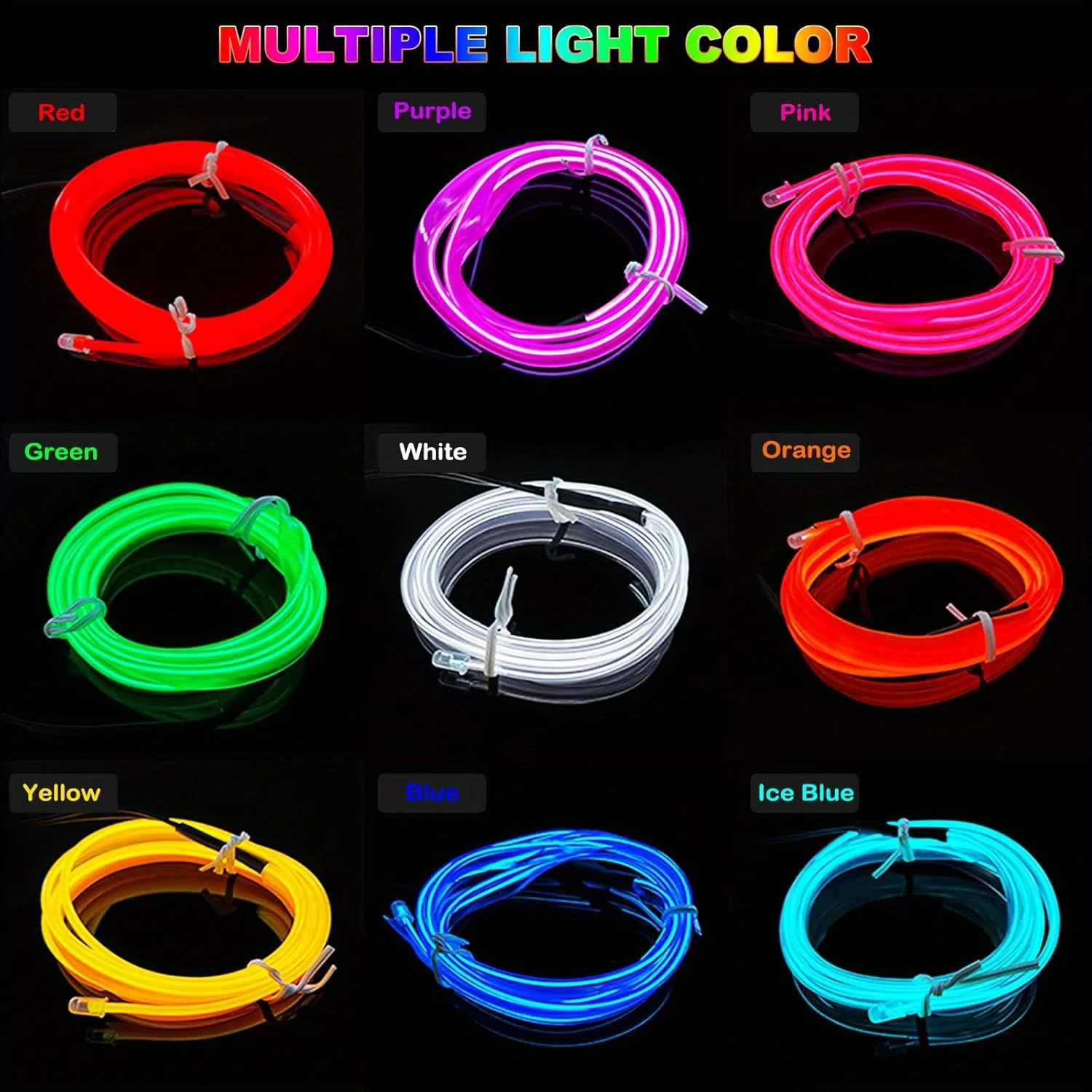 Tiras de luces LED para coche, Kit de iluminación ambiental de neón USB de 196,85 pulgadas con interruptor silencioso para decoraciones interiores de coche