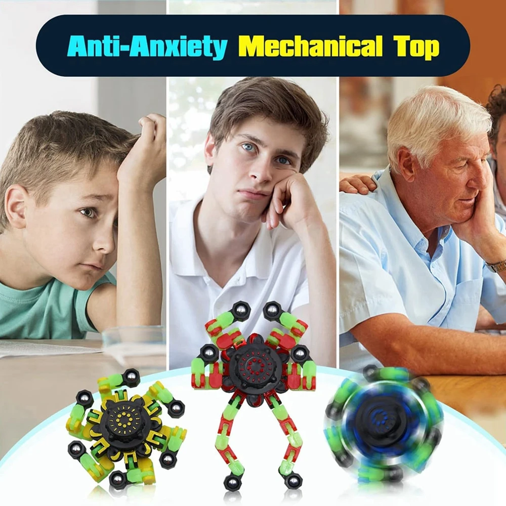 4 Uds Fidget Spinners que brilla en la oscuridad, giroscopio con la yema del dedo, Robot Deformable DIY, divertidos juguetes sensoriales, Spinner de descompresión, recuerdos de fiesta