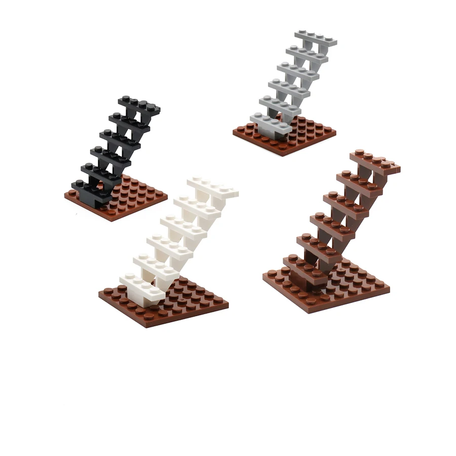 4 Uds. Escalera ladrillos MOC 7x4x6 casa escaleras recta abierta 30134 escalones escalera Modular mi ciudad bloque de construcción DIY ladrillos de juguete