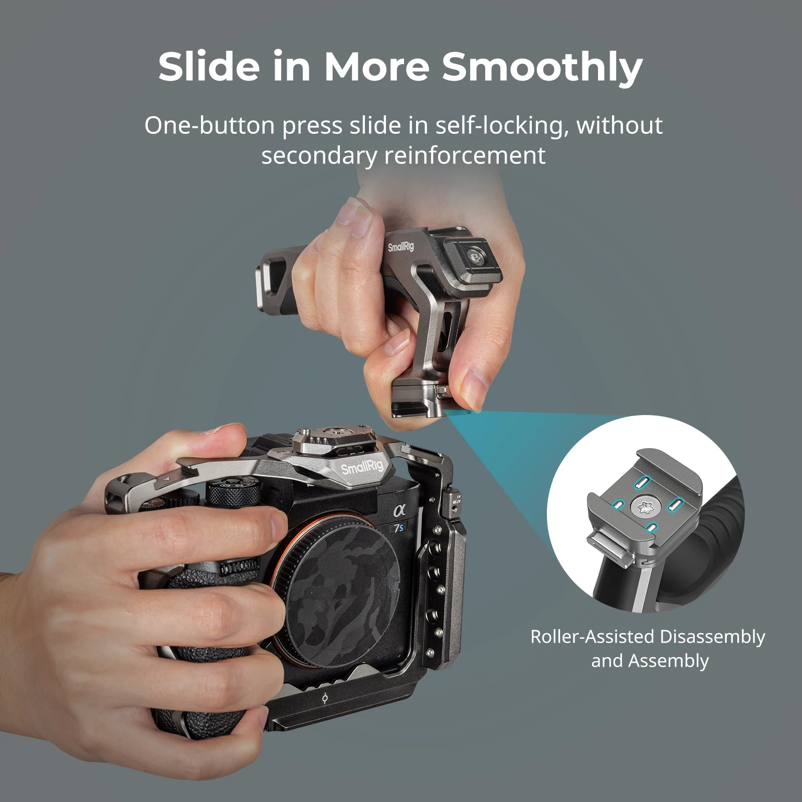 SmallRig HawkLock H21 Kit de mango superior de liberación rápida para jaulas, placas y otros accesorios con deslizadores-4483