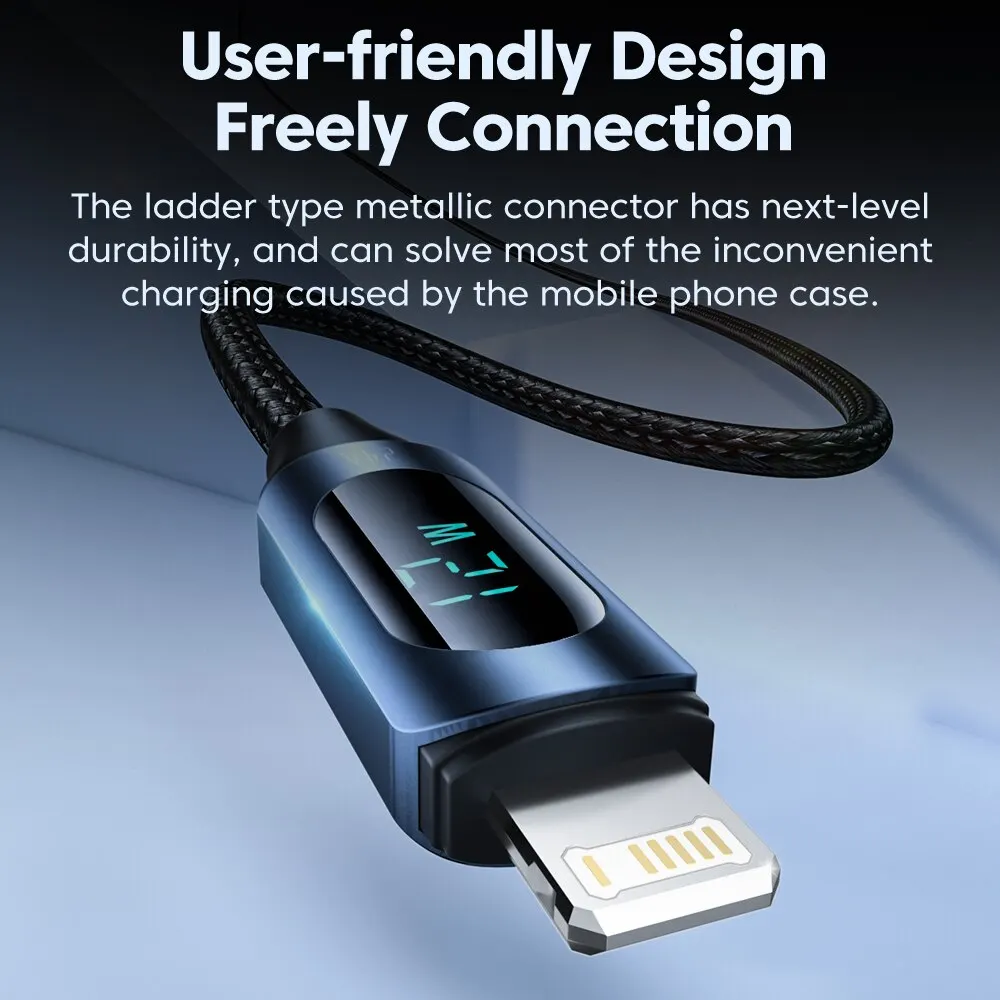 Toocki pantalla LED Cable USB para iPhone 14 13 12 11 Pro Max cargador rápido carga Lightning 2.4A Cable USB X XR 8 7 1m 2m