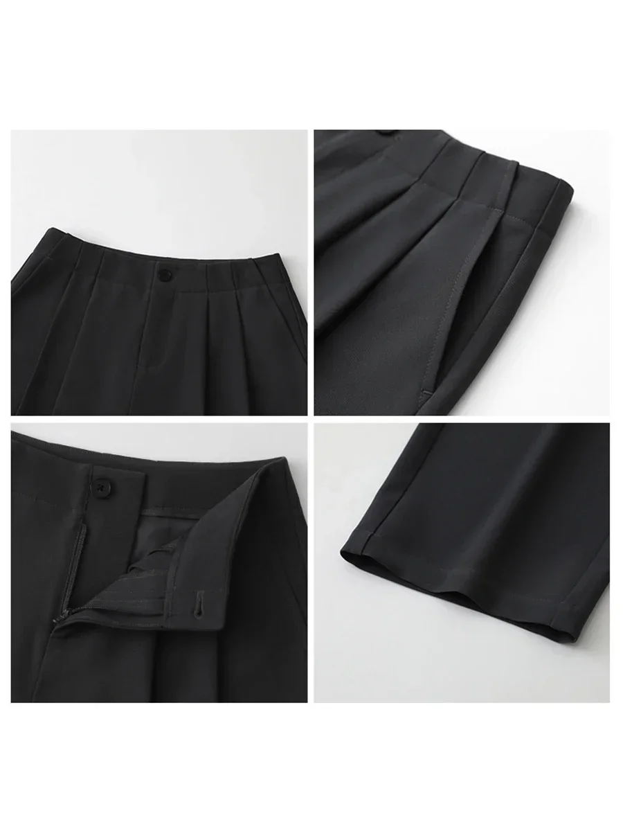 Pantalones CHIC VEN para mujer, nuevos pantalones informales plisados de cintura alta para mujer, pantalones largos de pierna ancha caídos para oficina para mujer, Primavera Verano 2025