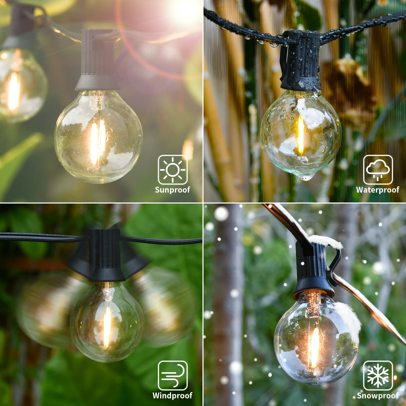 Guirnalda de luces G40 de 30M y 45M, Bombilla LED de adorno, farola de hadas para exteriores, bombilla Retro impermeable para decoración de jardín
