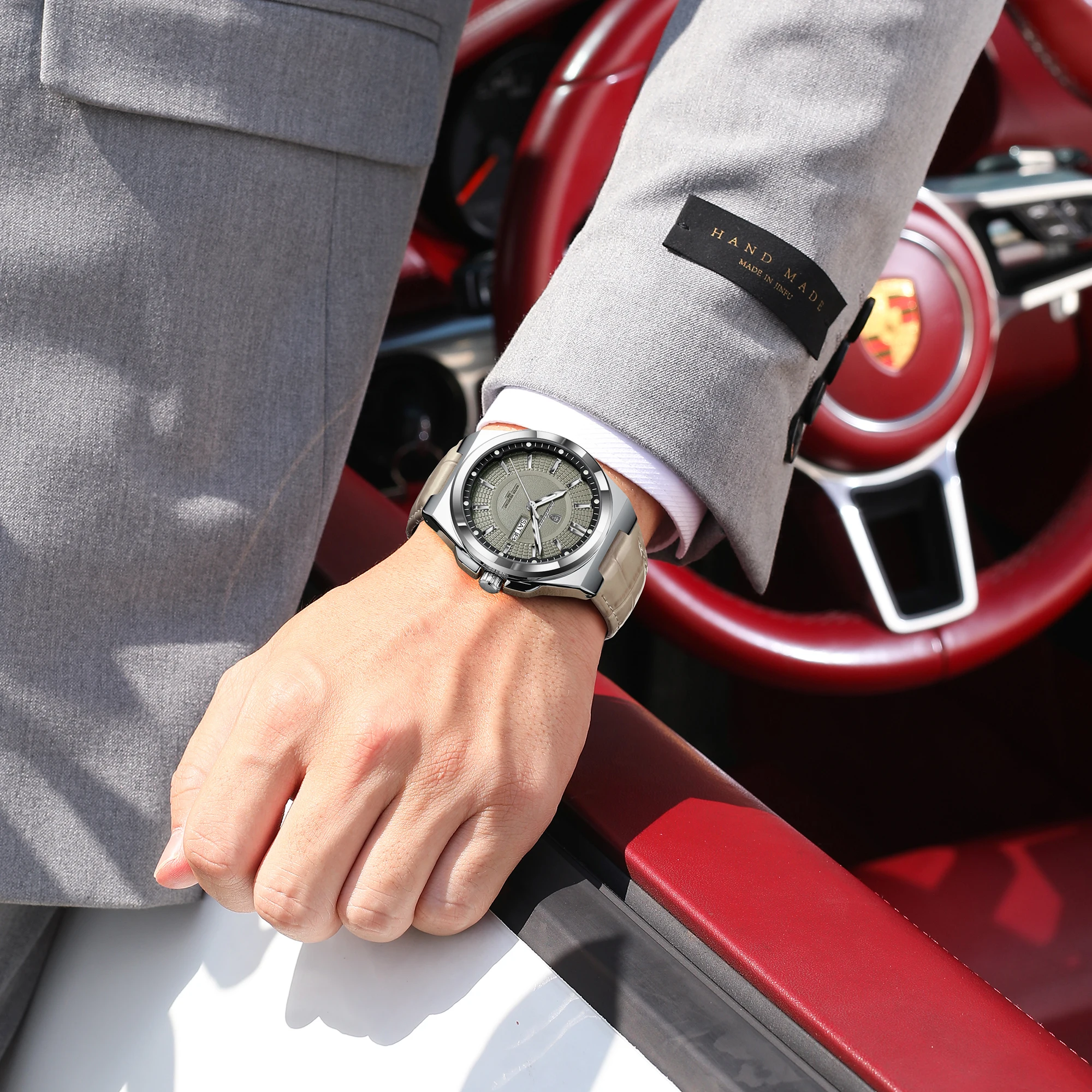 Reloj de Pulsera Masculino POEDAGAR de Moda, Resistente al Agua, Luminoso, con Fecha y Día de la Semana, Reloj de Cuarzo con Correa de Cuero para Hombre, Reloj Hombre