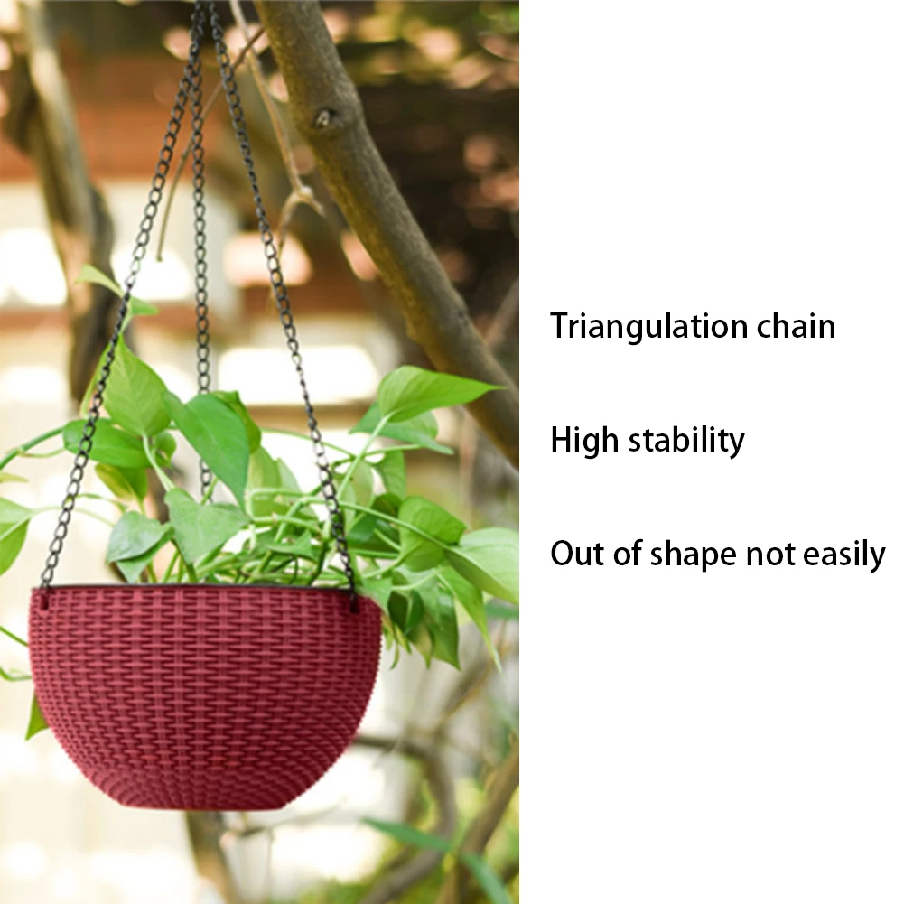 Cesta colgante de ratán de imitación de 40cm, cadena para maceta con 3 ganchos, lavabo para plantas hidropónicas, lavabo para cultivo de plantas, decoración para el hogar y el jardín