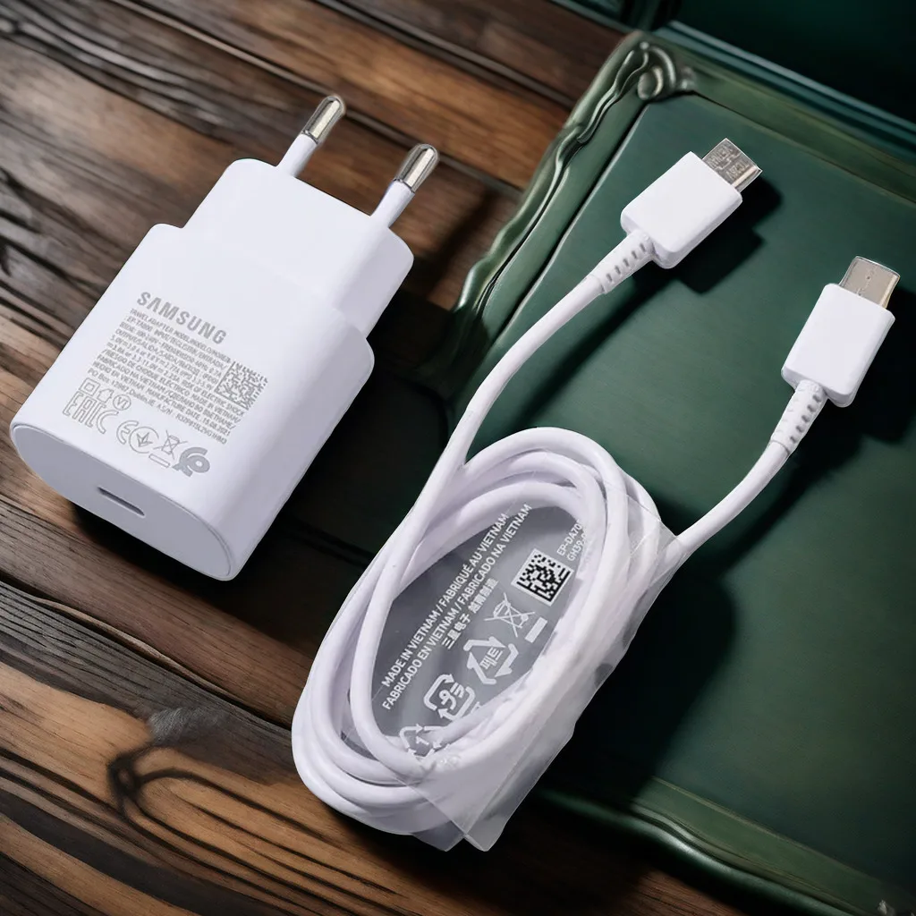 Cargador Original Samsung 25w tipo C adaptador de carga súper rápida para Galaxy A12 A13 A14 A23 F12 F14 A90 S10 5G Note 10 + Cable