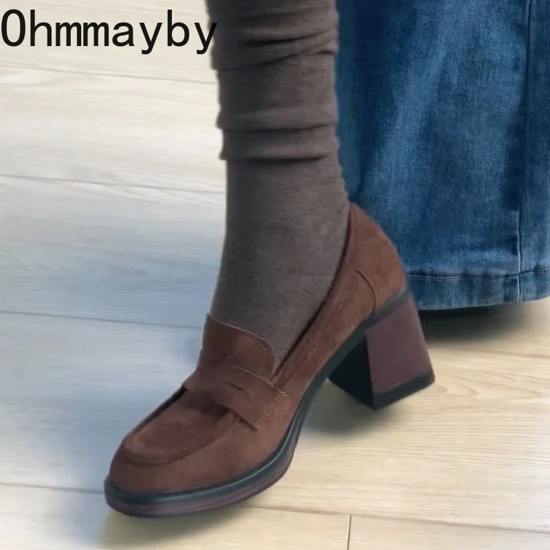 Zapatos de Tacón Grueso Elegantes para Mujer, Estilo Mary Jane, Punta Cuadrada Vintage, Plataforma, Deslizables, Primavera 2026