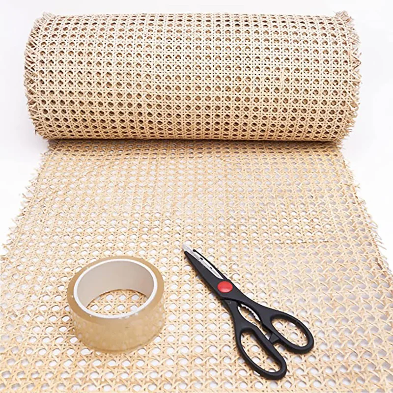 Bastón de rejilla abierta tejida con cinta tejida de ratán de 45x350cm de ancho para muebles, gabinetes, sillas y techo