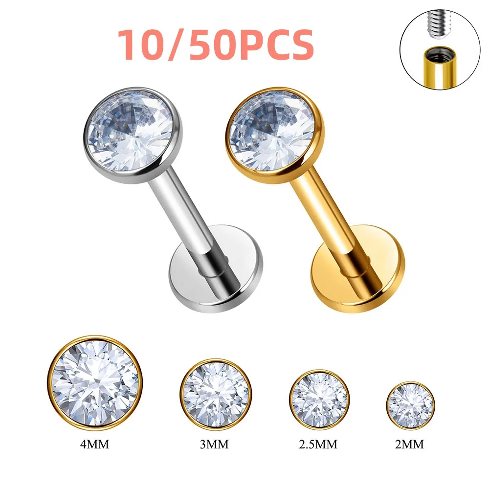 10/50 Uds G23 hilo interno de titanio en forma de taza cartílago de oreja uñas joyería perforada Simple y de moda uñas de oreja labio