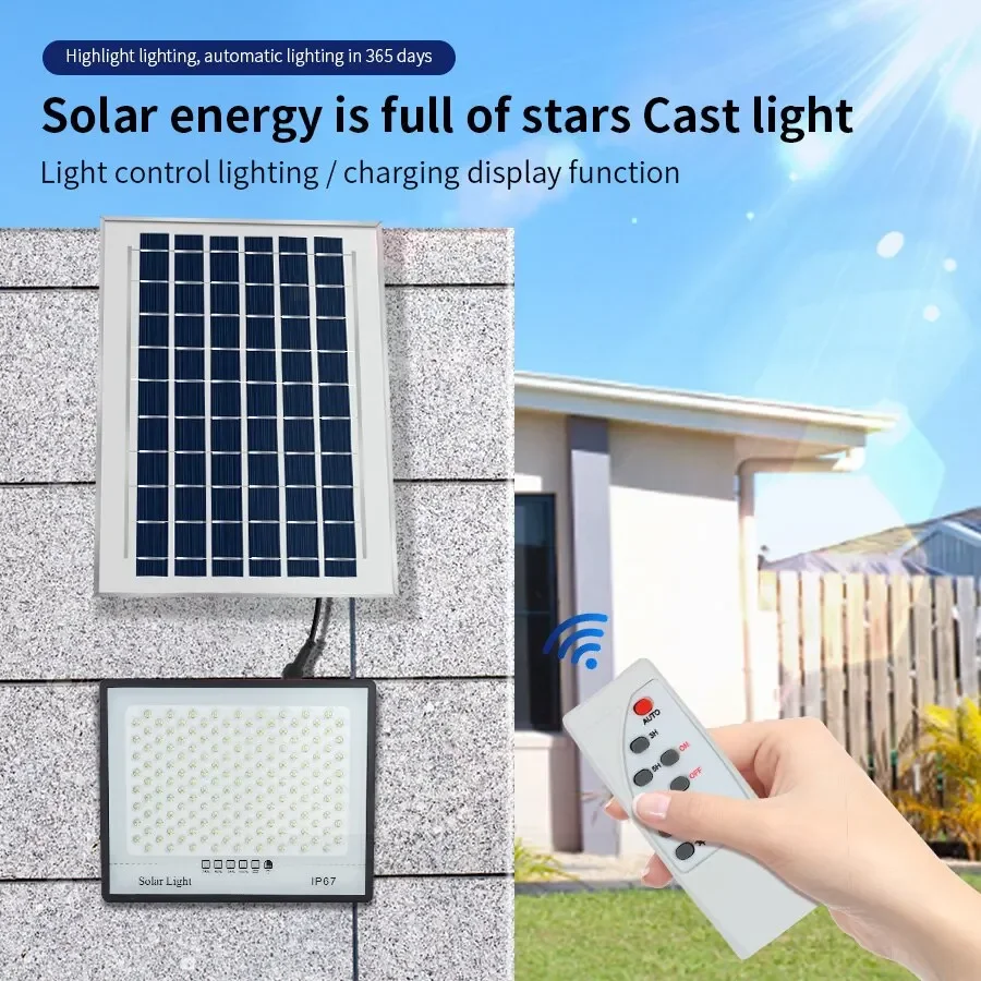 Luces LED solares para jardín, foco reflector IP67 impermeable para exteriores, iluminación de pared de emergencia para edificios de jardín