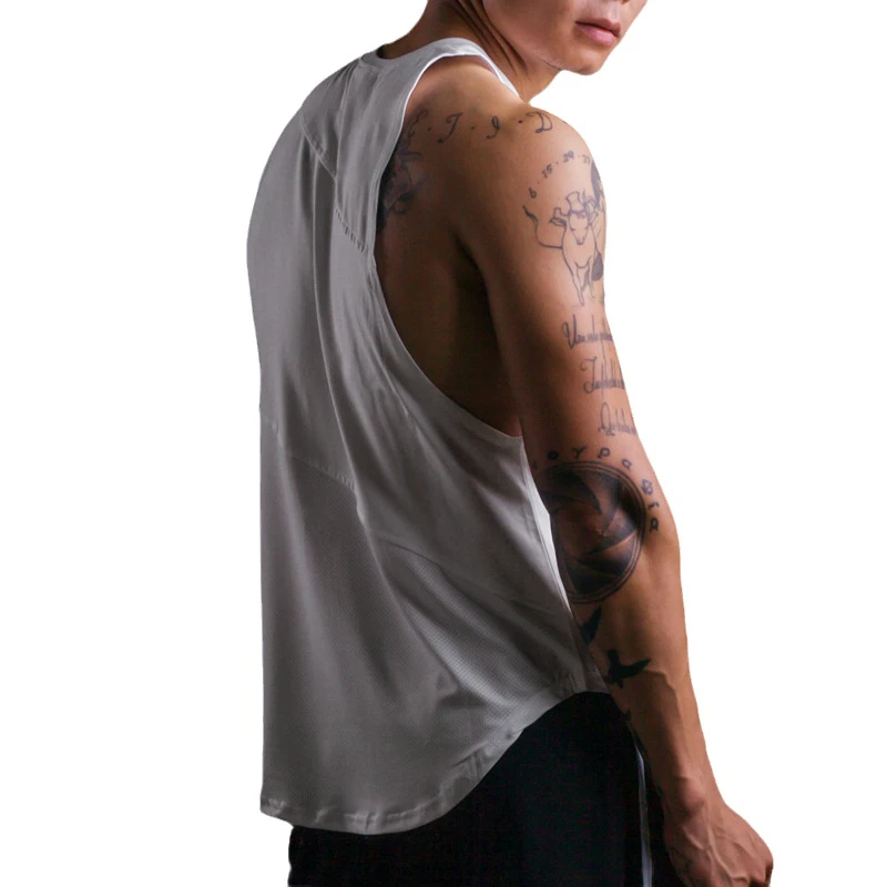 Camisetas sin mangas deportivas blancas para hombre, camisetas sin mangas para entrenamiento físico y gimnasio, camiseta interior holgada informal de Color sólido para verano