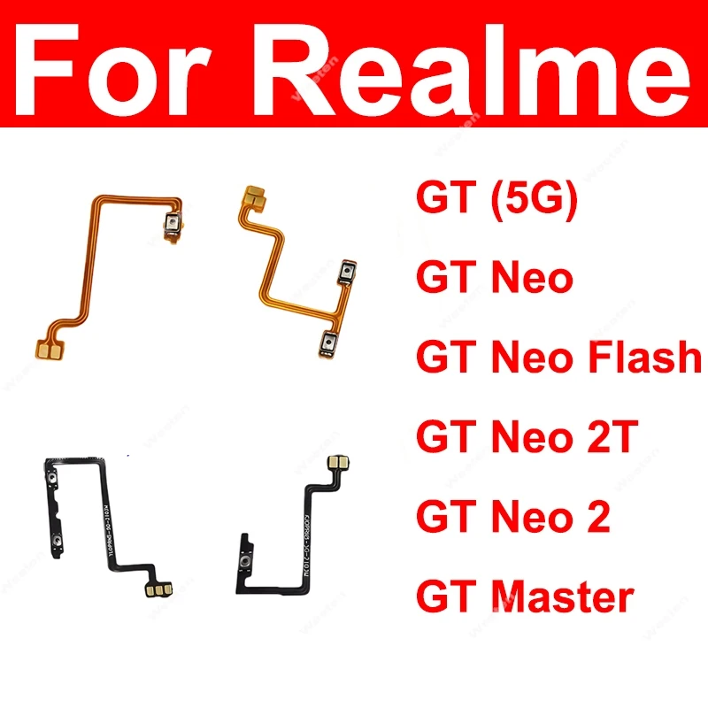 Botones de volumen de alimentación, Cable flexible para Realme GT Neo 2 2T GT Master Narzo 30 4G 5G, teclas laterales de volumen de alimentación, piezas de cinta