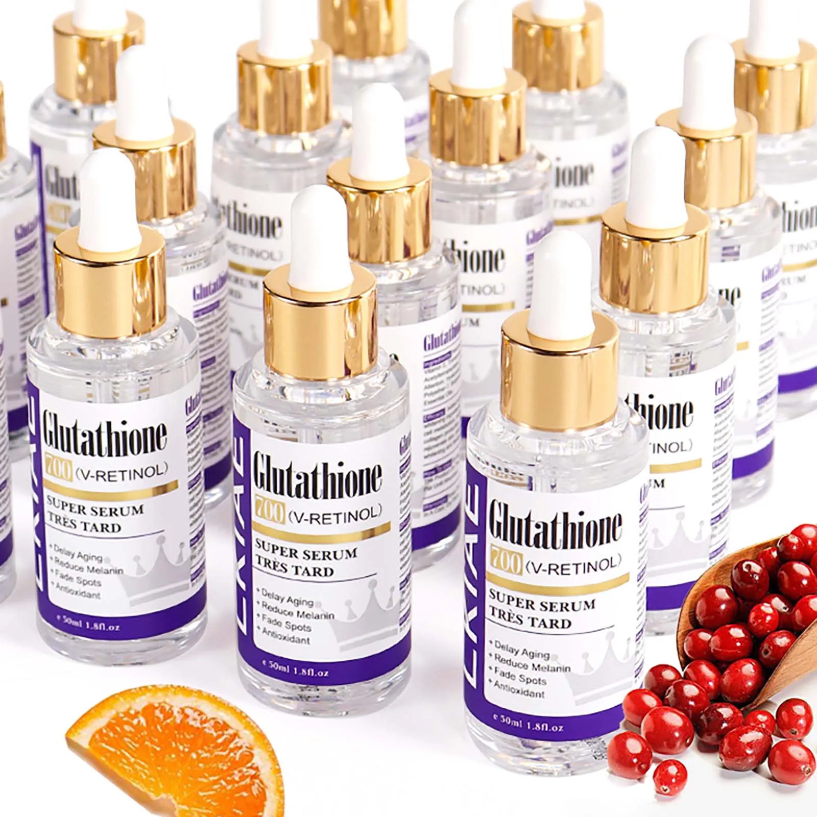 LKIAE Suero facial blanqueador de glutatión, elimina la melanina, las manchas oscuras, cloasma, con retinol, niacinamida, para todo tipo de piel