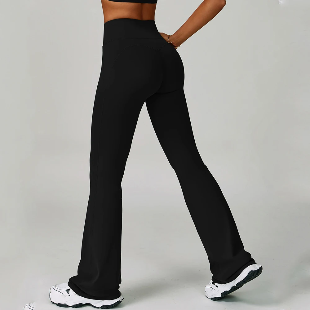 Pantalones de pierna ancha para mujer, mallas deportivas para Yoga, mallas ajustadas para correr, pantalones de entrenamiento con realce de cintura alta, pantalones deportivos para correr y Yoga