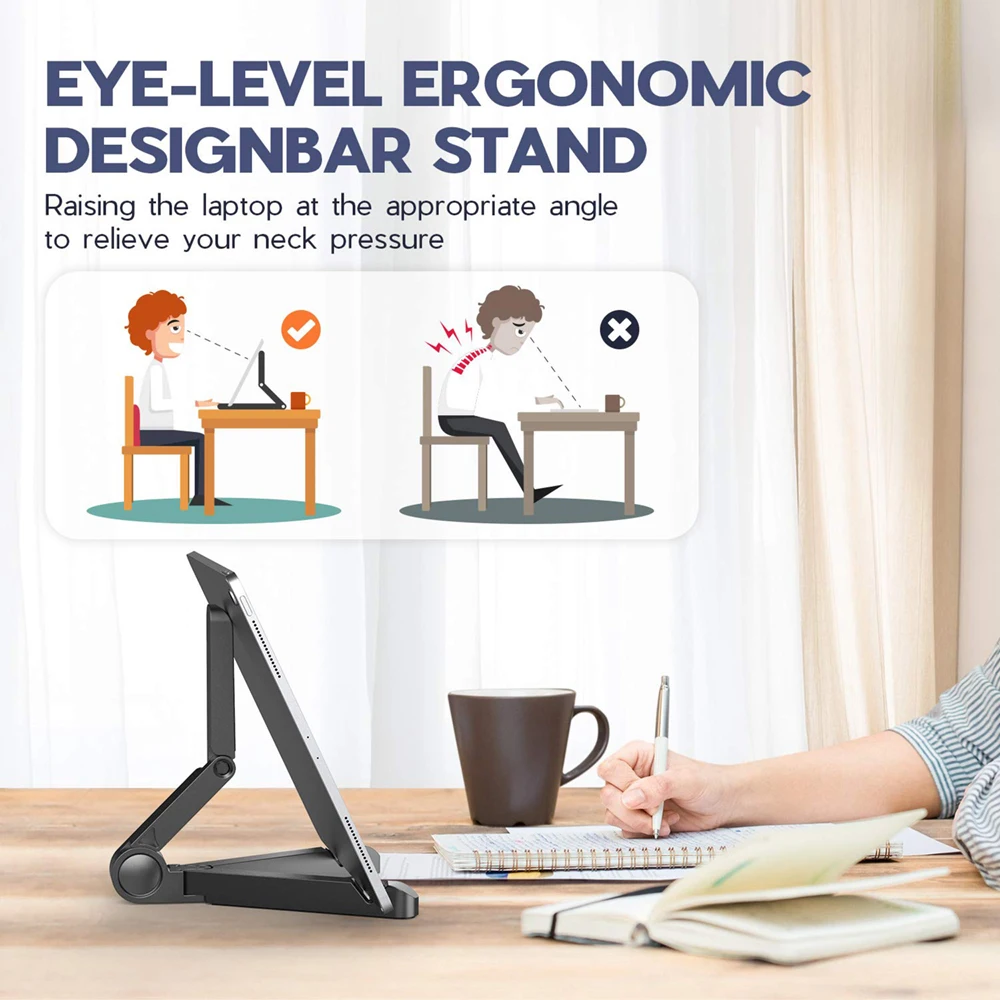 Soporte plegable portátil para iPad Compatible con tableta de 4 "-11", soporte de plástico de escritorio para teléfono Xiaomi, Samsung, Huawei, soporte para tableta