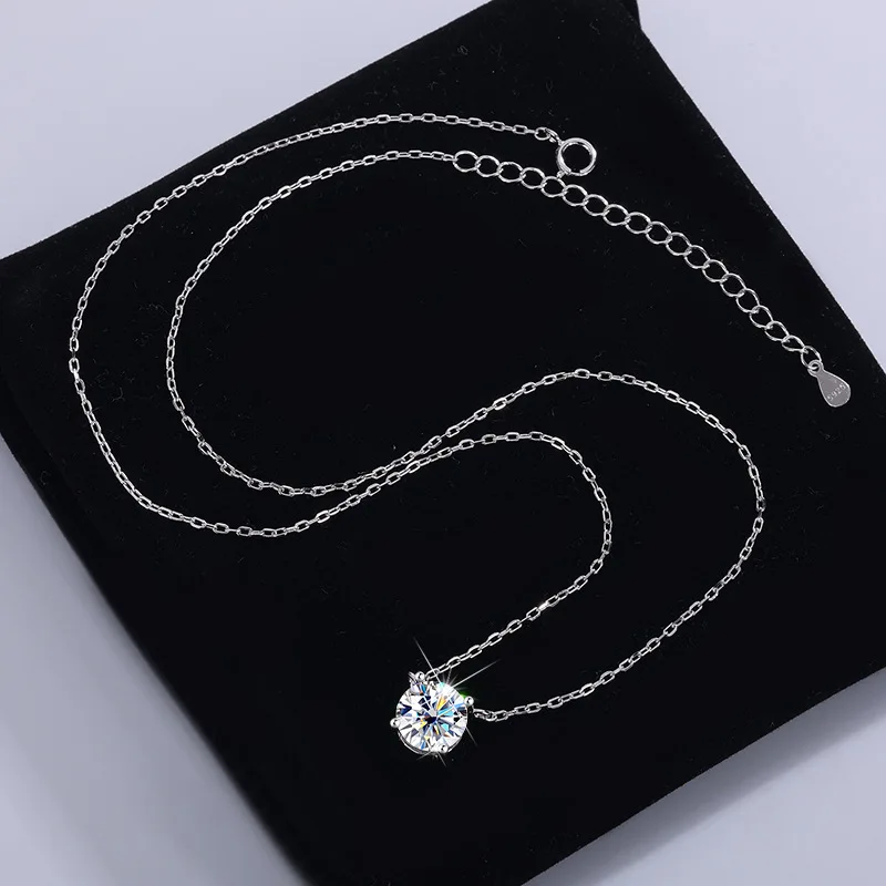 Moissanite diámetro 6,5mm 0,5-5CT mujer colgante Sier collar para mujer cadenas fiesta nupcial joyería fina 925 collar de plata esterlina