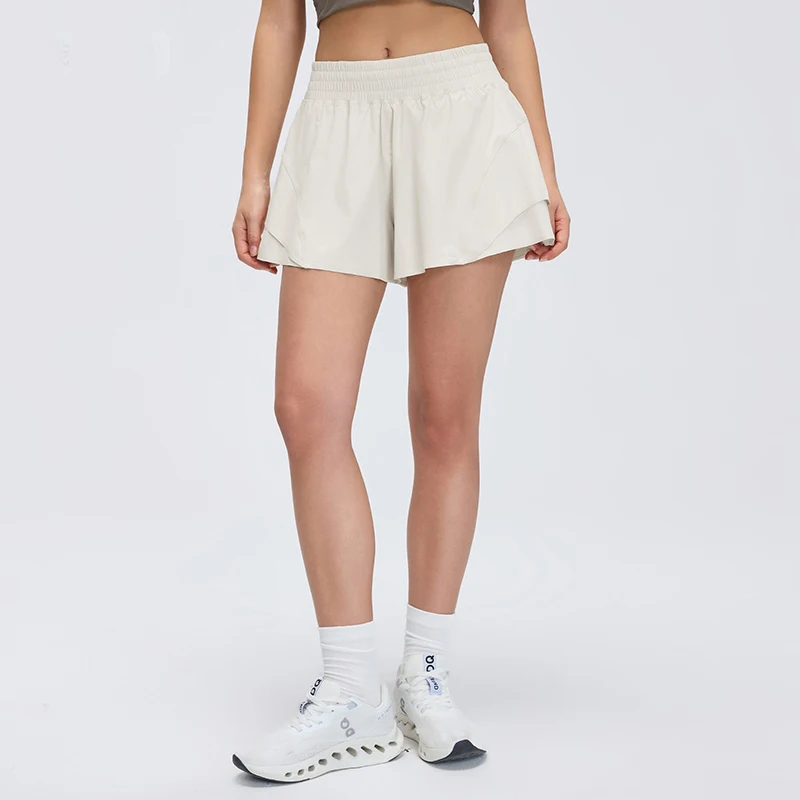Pantalones cortos para correr al aire libre para mujer, pantalones cortos de Yoga de cintura alta para verano, ropa deportiva 2 en 1 para gimnasio, ropa deportiva femenina de secado rápido