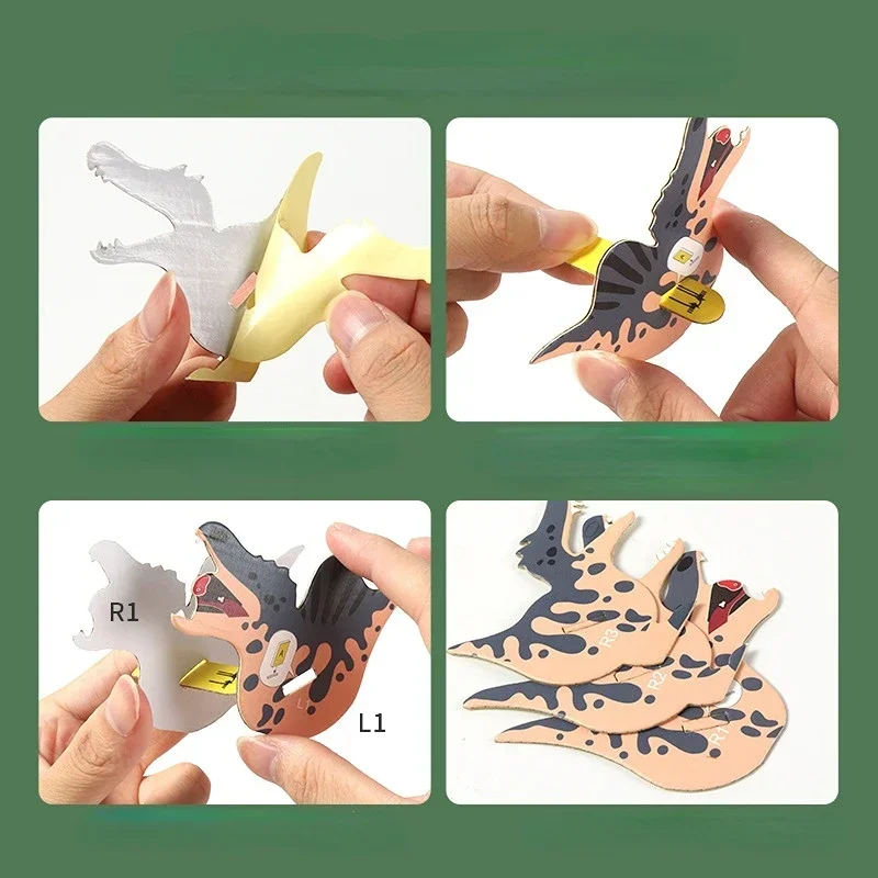 Rompecabezas 3D para niños, juguetes educativos de dinosaurios del Mundo Jurásico, rompecabezas de animales de papel, modelo de dibujos animados, juguetes, regalo del Día de los niños