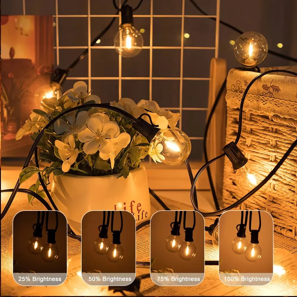 Guirnalda de Luces LED G40 para Exteriores, Impermeables, con Enchufe Europeo, Bombillas Resistentes a los Golpes, Luces Decorativas para Jardín, Patio, Fiestas