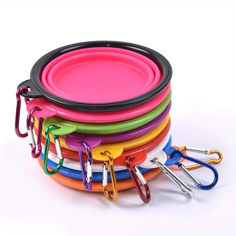 Cuenco plegable para perros, cuenco de viaje portátil para perros, cuenco de agua para comida para perros para caminar al aire libre, cuenco de agua de silicona para comida para perros con labio de cuenco