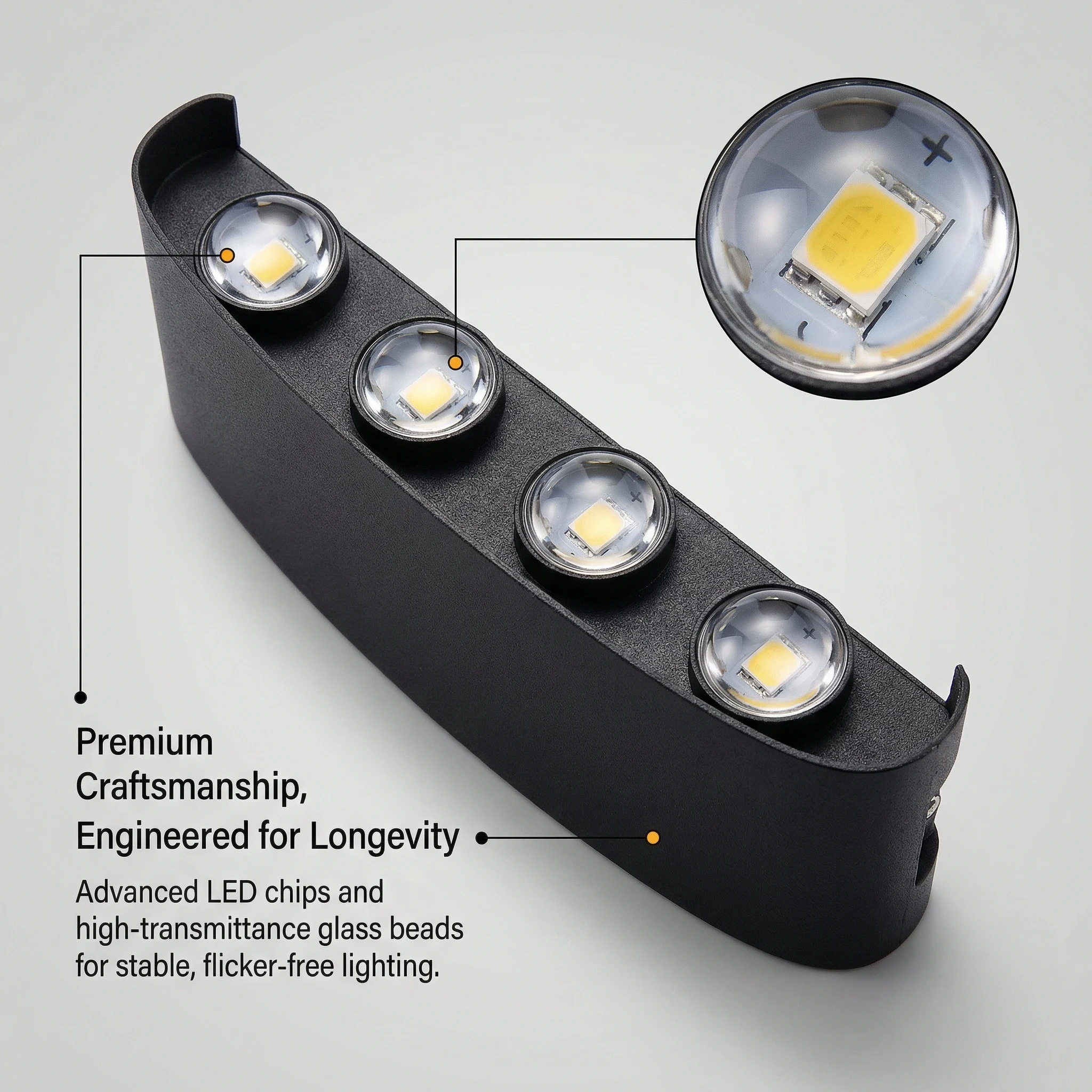 Apliques de Pared LED de 2W/4W/6W/8W/10W, Lámpara de Pared Moderna de Aluminio, Iluminación de Pared Negra con Luz Ascendente y Descendente para Sala de Estar