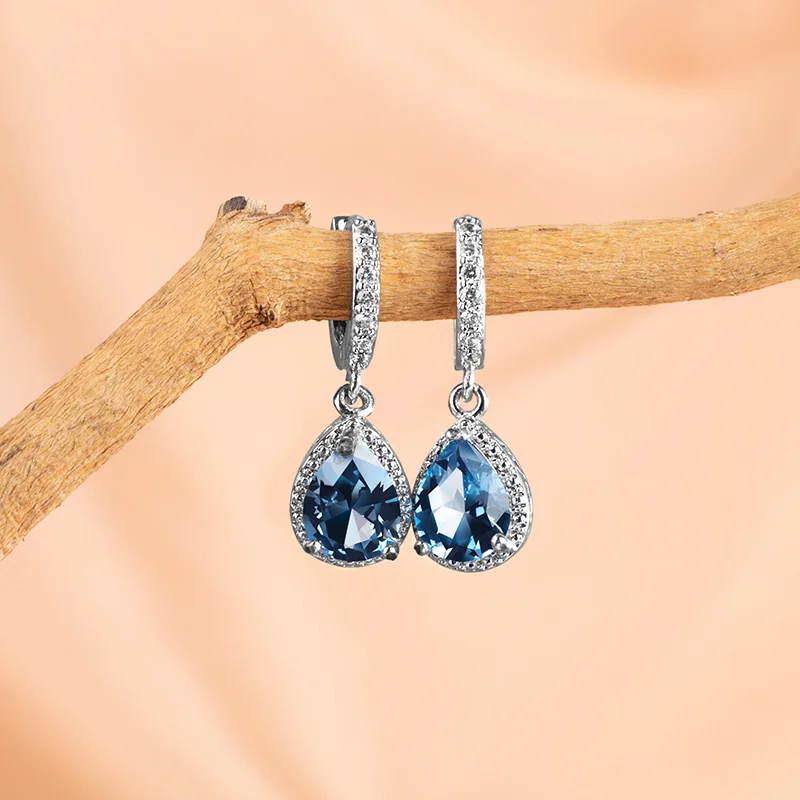 Pendientes de piedras preciosas de turmalina Paraiba brasileña de Cellacity para mujer, pendientes de plata de ley auténtica, regalo de fiesta 2023