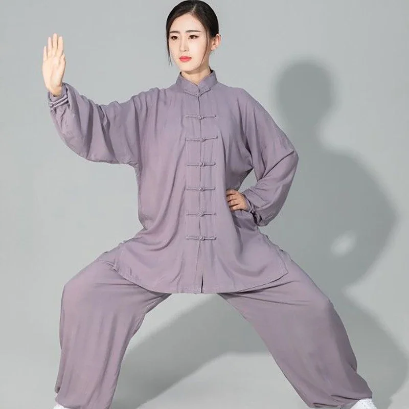 Traje de Tai Chi de algodón suave para hombre y mujer, uniforme de artes marciales de Kung Fu Wushu, chaqueta Wing Chun, pantalones