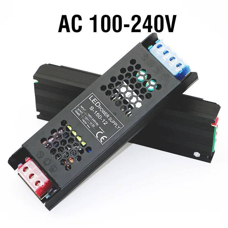 Fuente de Alimentación de Voltaje Constante 48W 60W 100W 150W 200W 300W 400W, Controlador Delgado para Tiras LED, Transformadores de Iluminación DC 12V / 24V