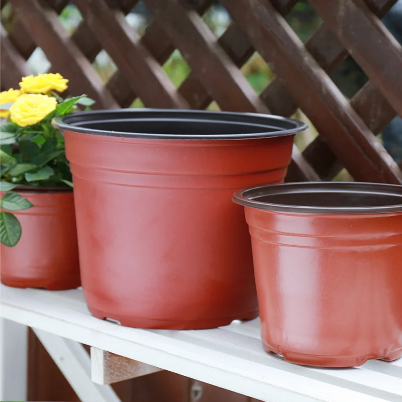 Maceta de plástico para cultivo, bandeja resistente a caídas para plantas de jardín del hogar, taza para vivero, macetas para plantas de flores E2