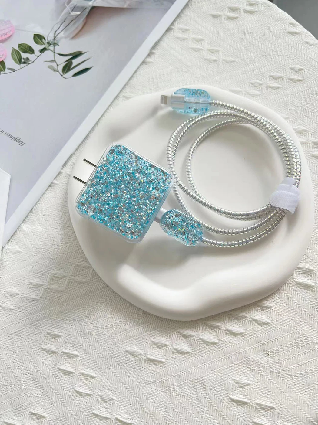 Cubierta protectora de Cable de cargador para IPhone 15, 14, 13, 18W, 20W, cabezal de carga, carcasa suave transparente, funda protectora enrolladora de línea