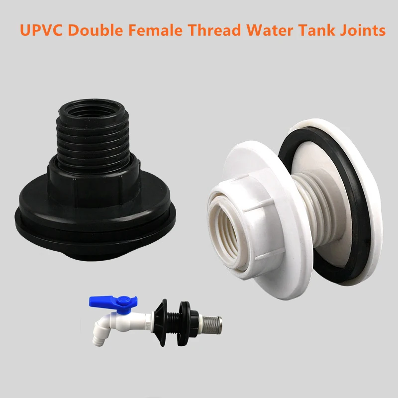 1 unidad 1/2 ''3/4'' 1 ''UPVC doble hilo femenino juntas de tanque de agua accesorios de acuario conector de tanque de peces accesorio de manguera de riego