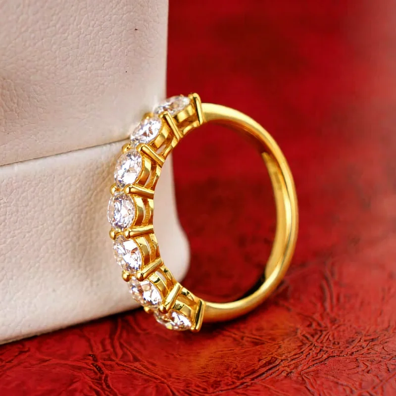Anillos de boda de moissanita de corte brillante redondo de 1,0mm-3,5mm, banda de media eternidad, anillo de boda de diamante de laboratorio de plata 925 con certificado