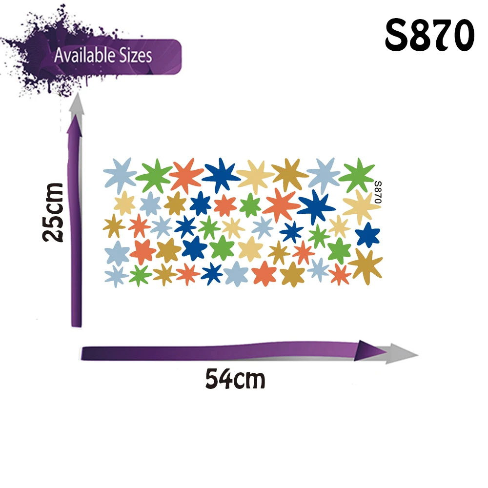 Wild Earth - Pegatinas de pared con estrellas coloridas, pegatina de tela extraíble, calcomanía de pared con estrellas, para decoración de paredes del hogar, dormitorio, sala de juegos