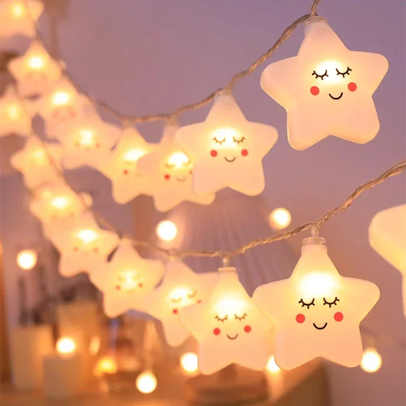 Guirnalda de luces LED con forma de estrella, lámpara alimentada por USB/batería para sala de estar, jardín al aire libre, Camping, boda, decoración para fiesta de Navidad