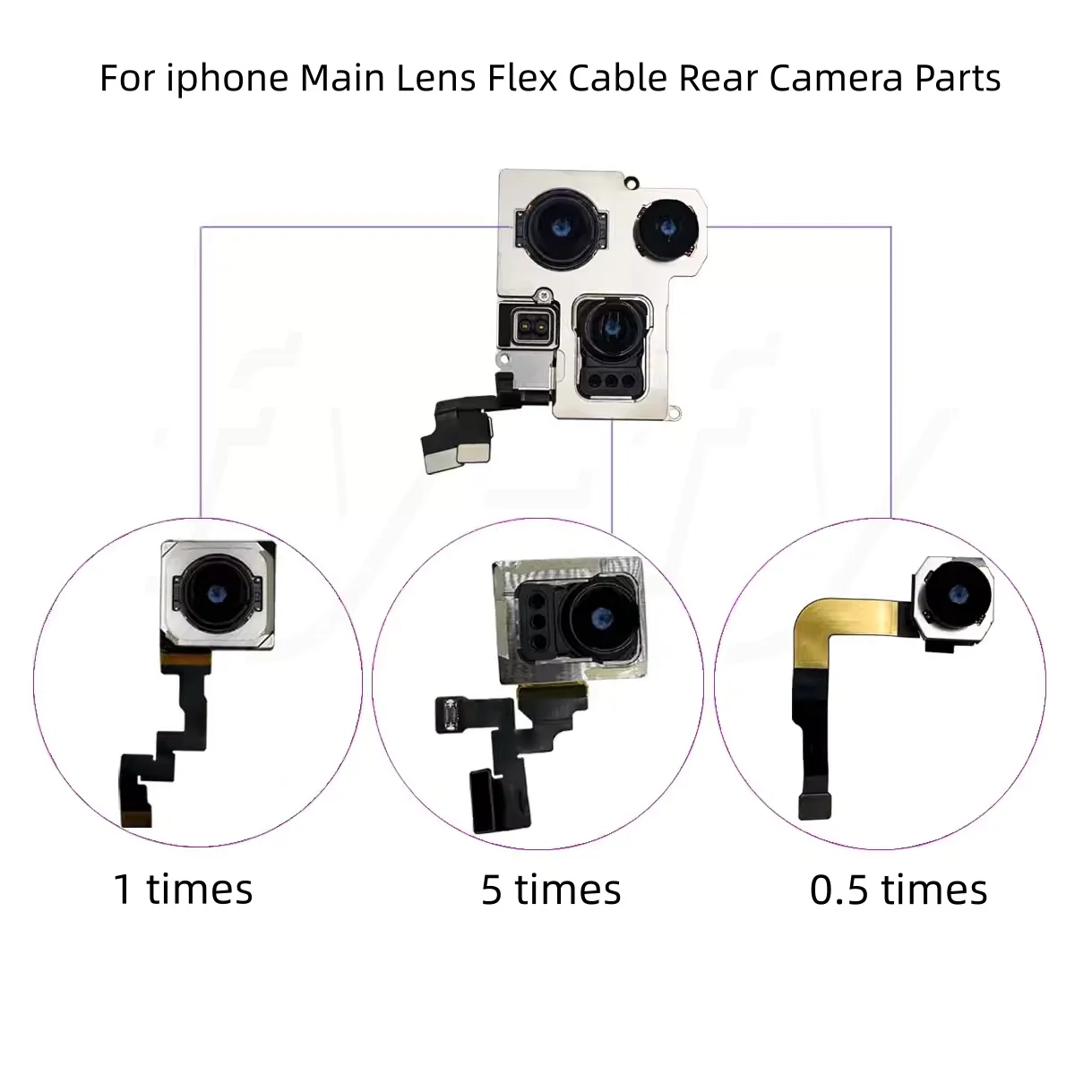 Cámara Trasera Completamente Probada con Cable Flexible para iPhone 11 12 13 14 15 16 17 Pro Max 12/13 Mini, Pieza de Repuesto para Cámara Trasera