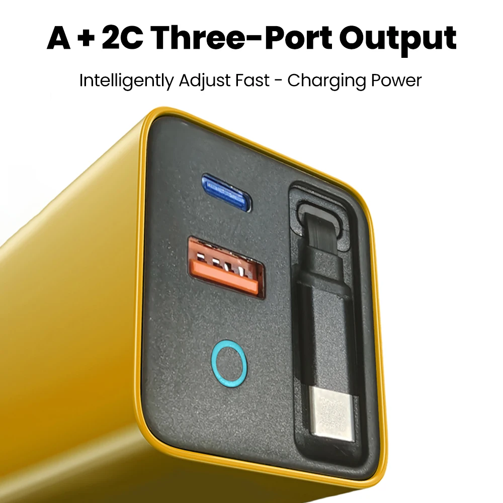 Cargador de Teléfono USB Tipo C de Carga Súper Rápida de 80W con Cable USB C Telescópico para iPhone 16 15 Samsung Laptop con Luz