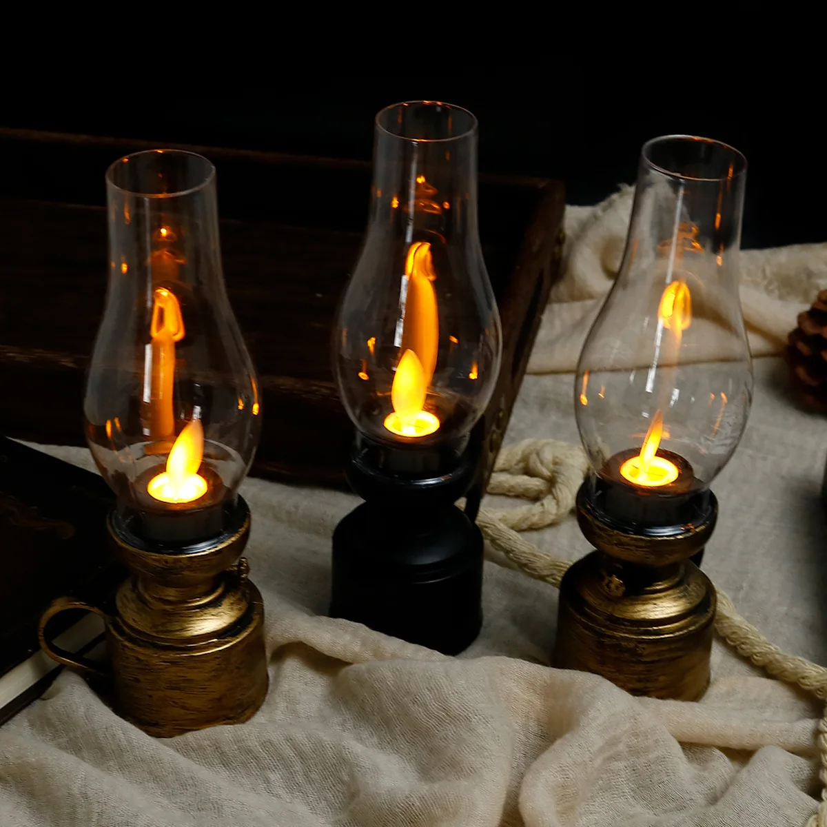 Linterna Vintage de diseño Retro, lámpara LED de aceite colgante con pilas, decorativa para el hogar, vacaciones, regalos de Navidad, decoración del hogar