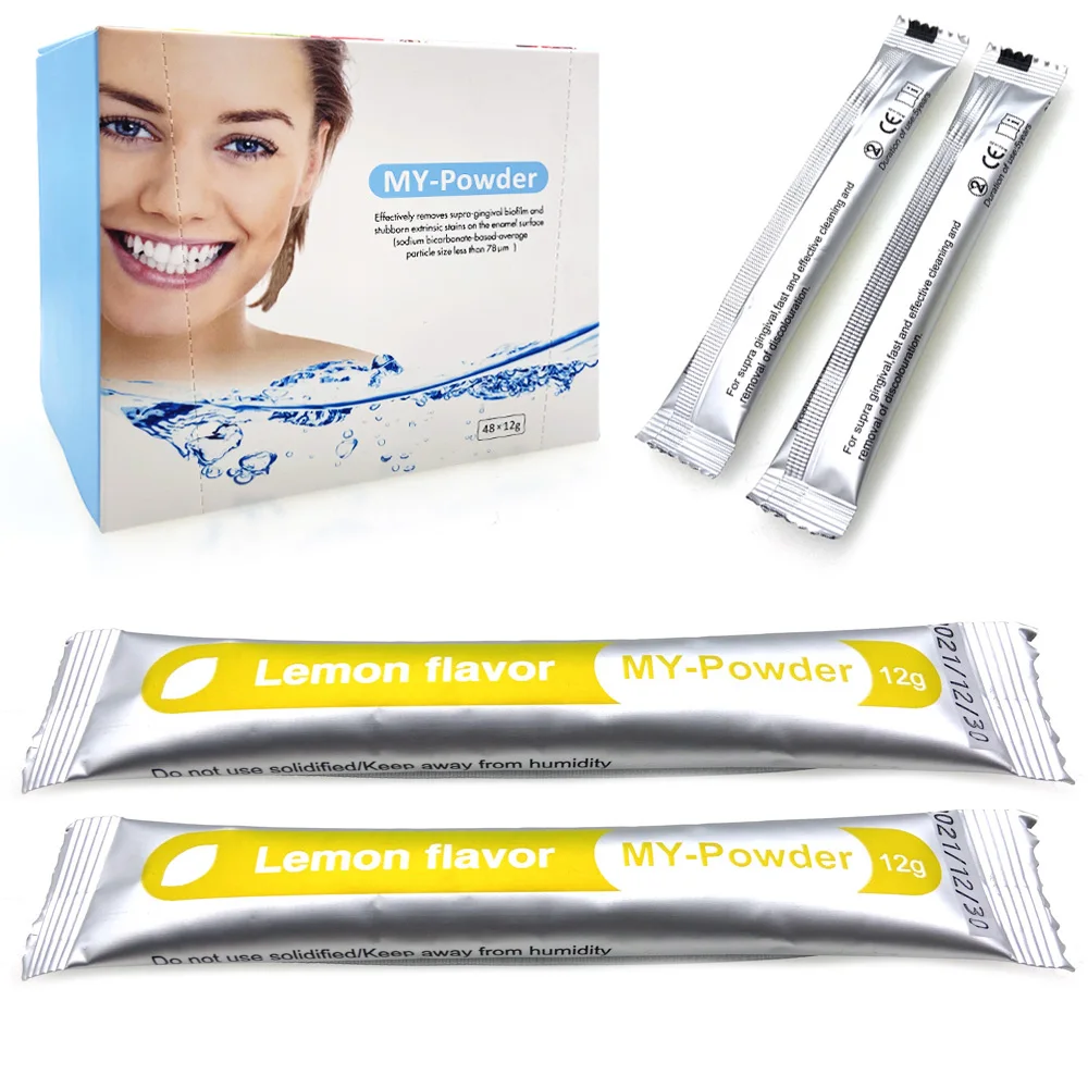 Esencia blanqueadora de dientes, polvo de limpieza Dental, Prophy, flujo de chorro de aire, pulido de odontología, eliminación de manchas de placa, 48 unidades