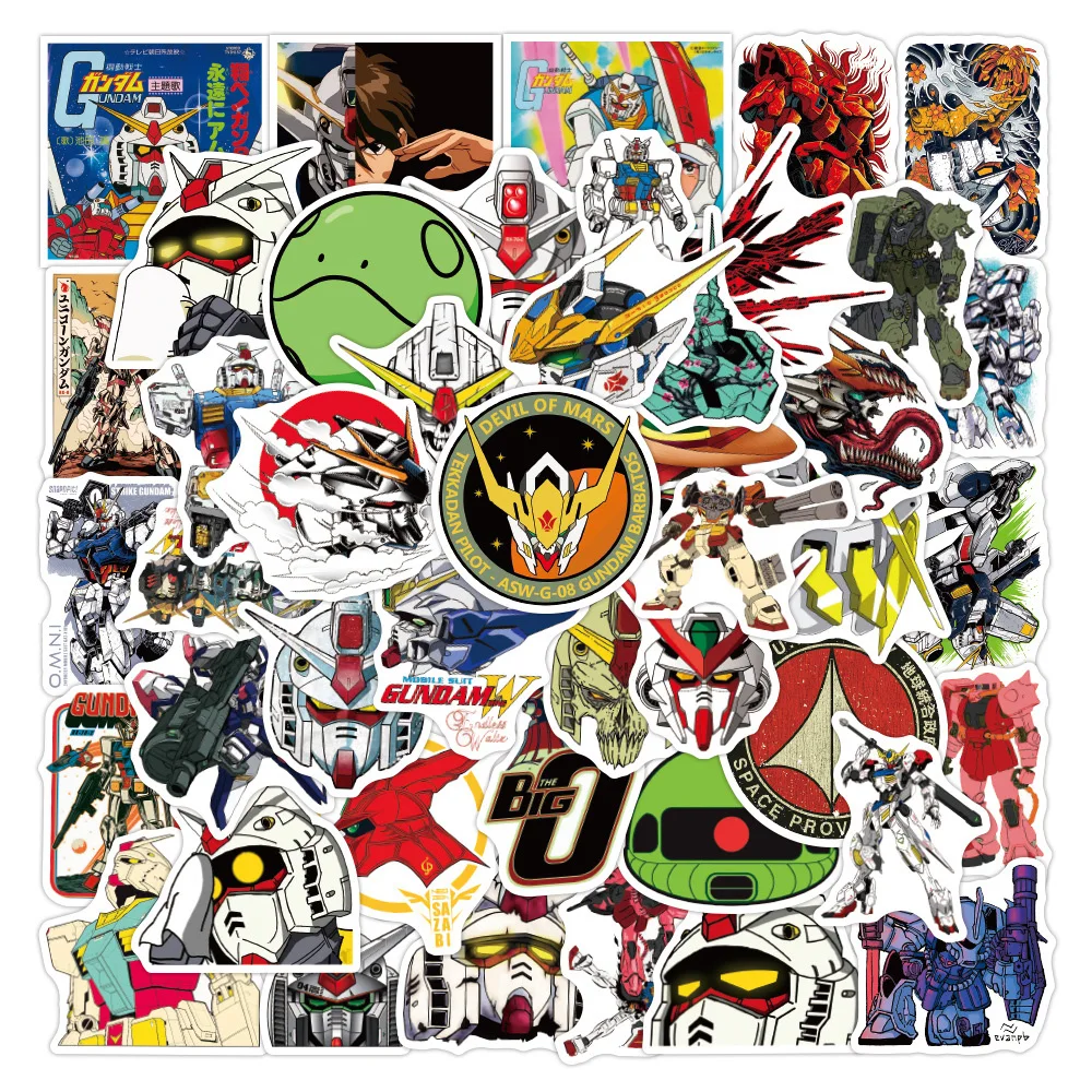 10/30/50CPS GUNDAM pegatinas de dibujos animados de Anime para niños DIY juguete Graffiti papelería funda de teléfono pegatina genial regalo de fiesta de cumpleaños para niños