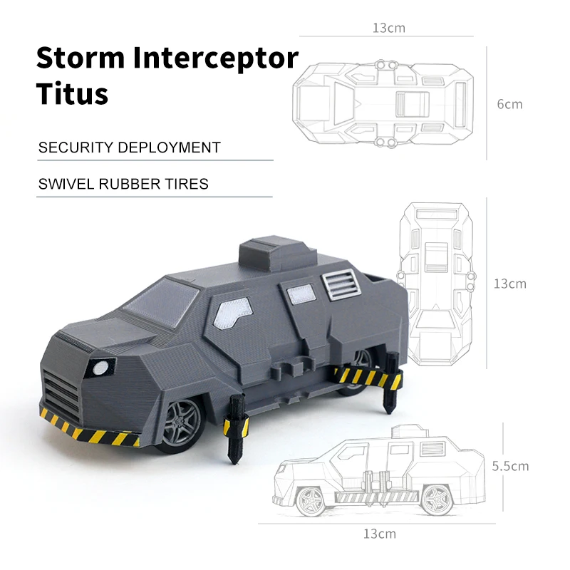 Modelo de Vehículo Blindado Storm Interceptor Titus Tornado Chaser, Réplica de Película, Juguete Coleccionable, Regalo
