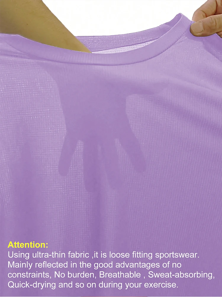 Camiseta deportiva ultraligera de secado rápido de Color sólido para mujer, ligera y transpirable, camiseta de compresión para gimnasio para correr