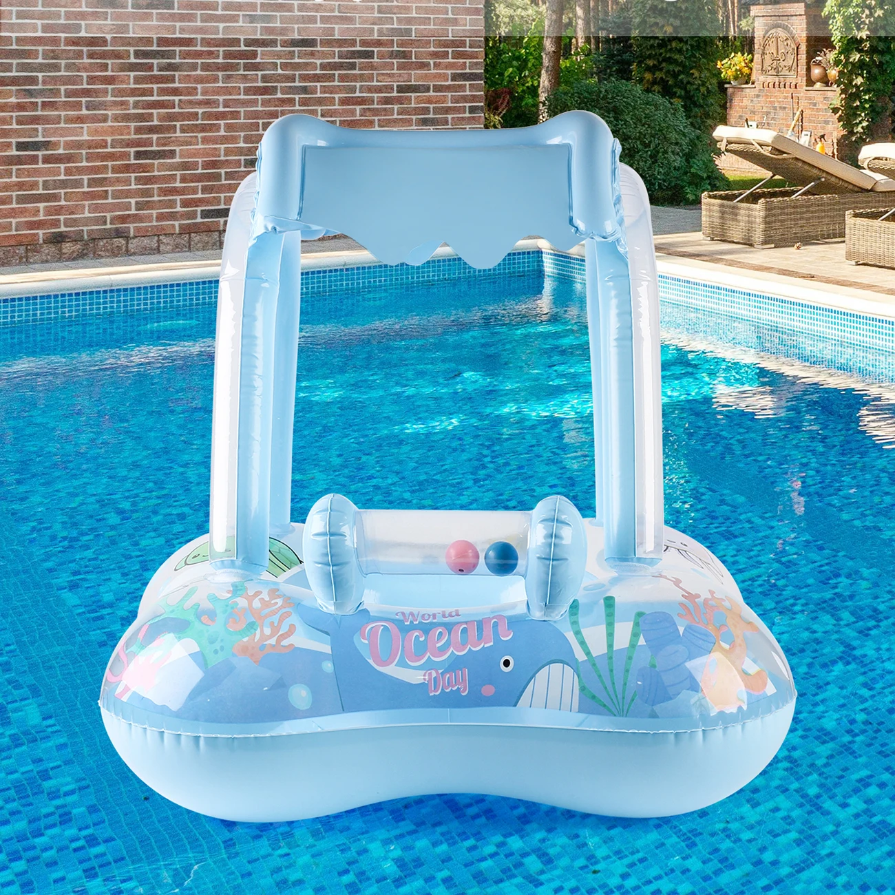 1 flotador de piscina con toldo, flotador de piscina, aro de natación para piscina, juguetes de playa para fiestas