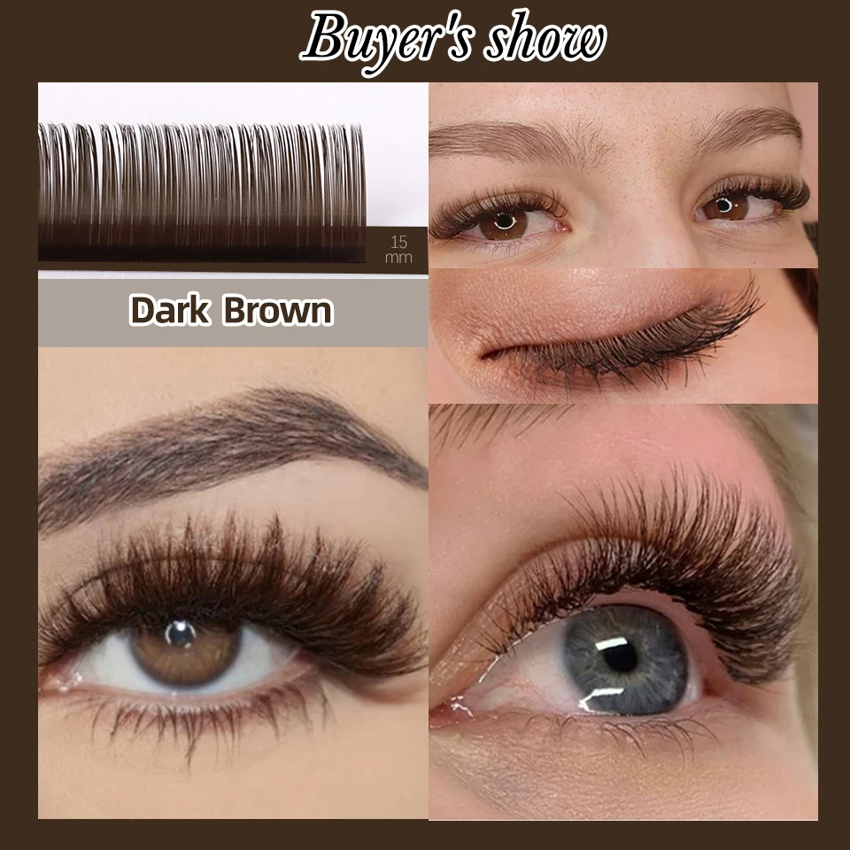 AGUUD 32 filas Color marrón Chocolate pestañas Premium Color caramelo visón Individual Cachemira volumen extensiones de pestañas colección
