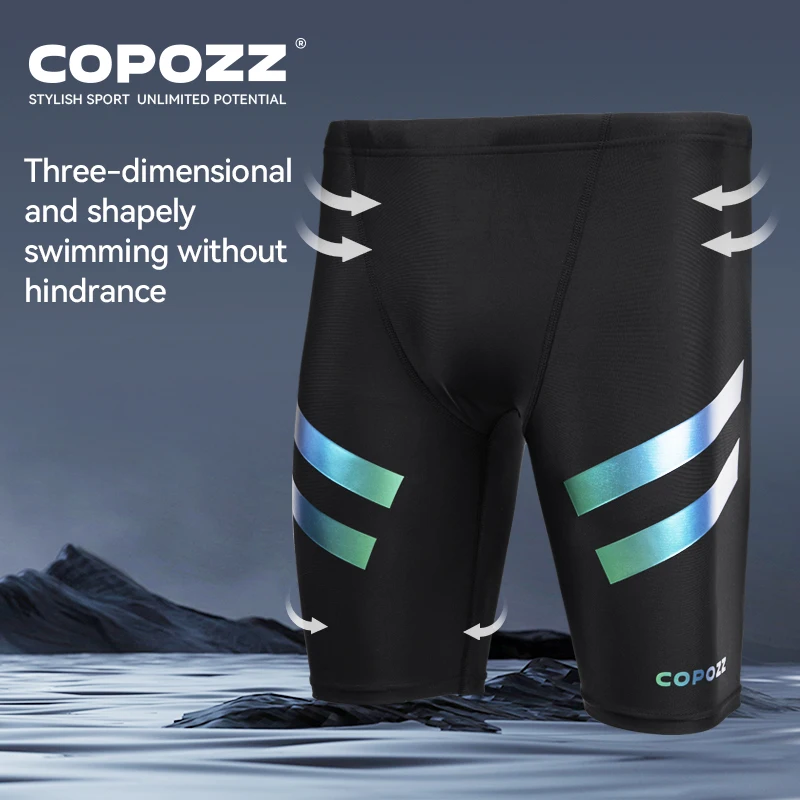 COPOZZ bañador para hombre, pantalones cortos de natación, traje de baño deportivo de competición, transpirable, secado rápido, pantalones de playa