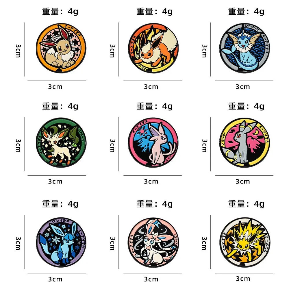 9 pines coleccionables de esmalte Kawaii Eeveelutions Espeon, broche de anime con diseño de elfo zorro monstruo, insignia para mochila, chaqueta, regalo.