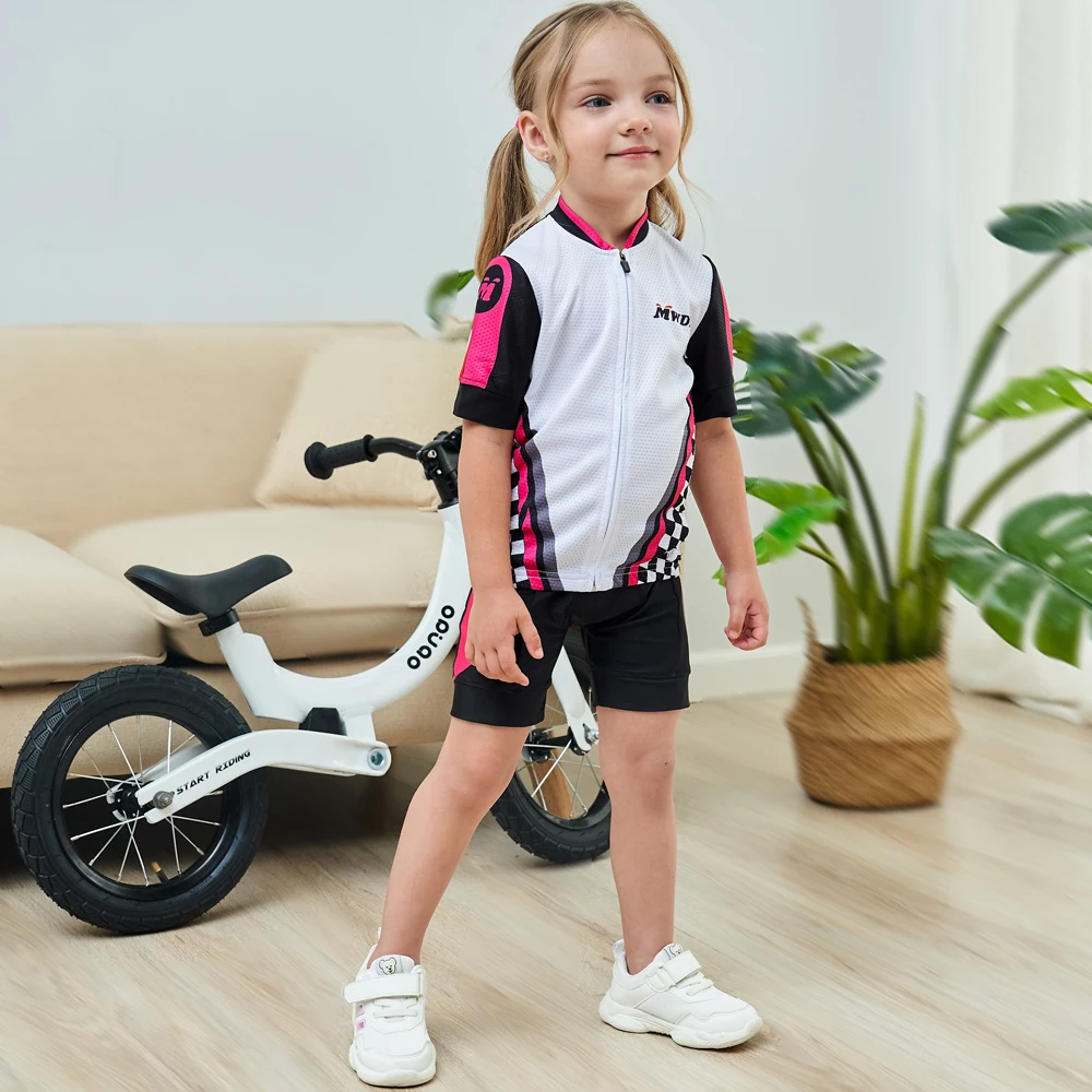 Conjunto de Jersey de ciclismo para niñas, ropa deportiva con estampado de dibujos animados, ropa deportiva de manga corta para ciclismo, verano 2022