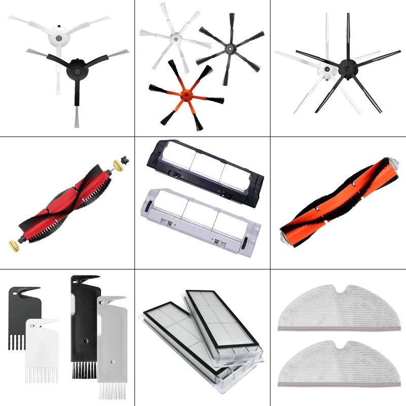 Accesorios para aspiradora XiaoMi Roborock S50 S51 S55 S6 S60 S61 S65 S5 S6 MaxV S6 Pure: filtro HEPA, paño de mopa y cepillo lateral.